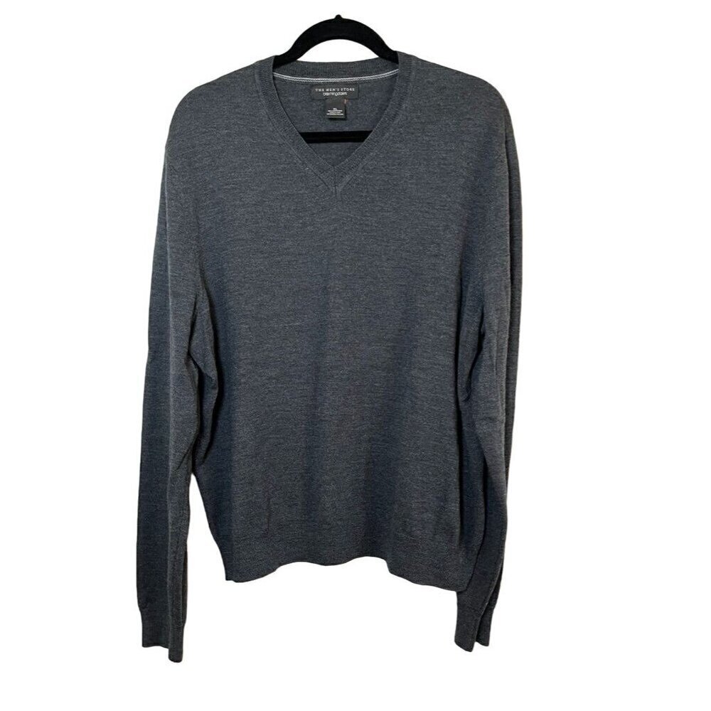 Merino Wool Sweater Men XL Gray Luxury‎ Neutral Minimalist Preppy Classic Retro